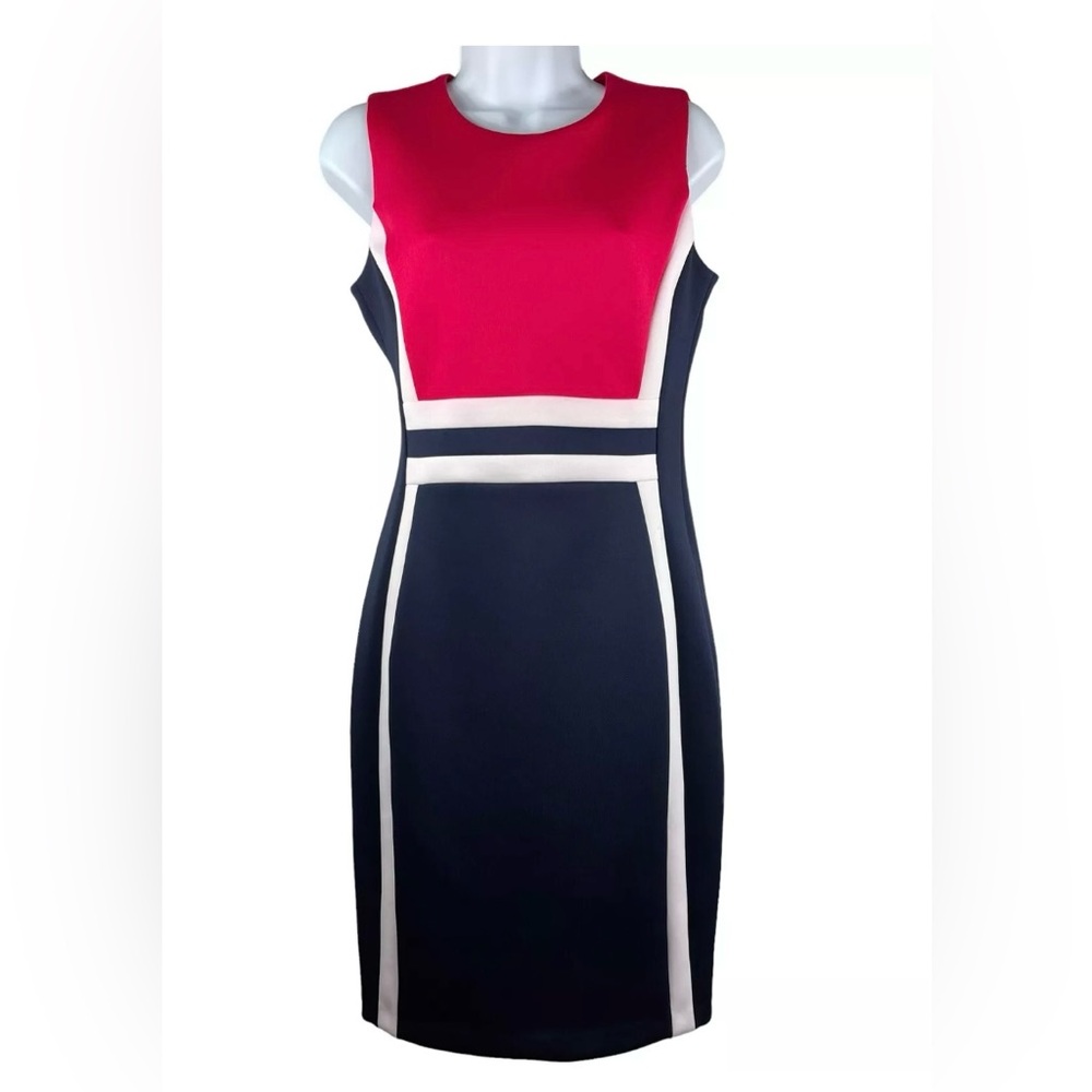 Brand NeW Women’s Calvin Klein Pink and Navy Color-block Sleeveless dress - Sz 6